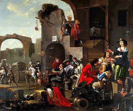 A barber and a surgeon attending to soldiers.